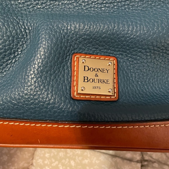 Dooney & Bourke Teal and Brown Leather Satchel - Picture 8 of 10